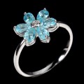 Silberner zarter Ring Größe 17 Apatit Blume 
