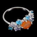 Silberring Apatit Orange Opal Größe 14