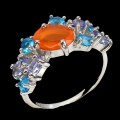 Silberring Apatit Orange Opal Größe 14