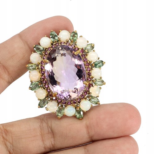 Brosche natürlich 29,4 ct Ametrin Opal Granate 925