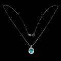 Zarte Halskette Natur Apatit neonblau 925