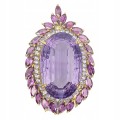 Brosche natürlicher 40ct Amethyst Granat Tansanit