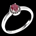 Zarter Ring mit natürlichen Rubin Spinellen Größe 17