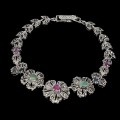 Armband 925 Markasit Smaragde Rubin Blume