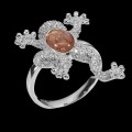 925 Sterling Silber Ring Sonnenstein Frosch Größe 12