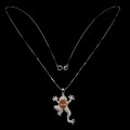 Sterling Silber Frosch Halskette mit natürlichem Sonnenstein