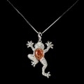 Sterling Silber Frosch Halskette mit natürlichem Sonnenstein
