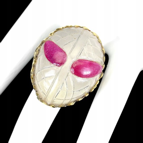 925 Ring Größe 16 Rubine weißer Topas Spiderman