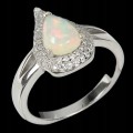 Zarter Feueropal Ring mit Zirkonia Größe 13