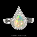 Zarter Feueropal Ring mit Zirkonia Größe 13