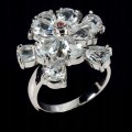 Ring Größe 16 natürliche Aquamarin Saphir Blume