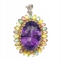 Natürlicher Anhänger 35 Karat Amethyst Granat Saphire