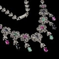 Halskette aus Sterlingsilber mit natürlicher Smaragd Markasit Blume