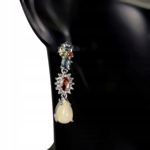 925 Ohrringe Feueropale Saphire weißer Topas 3