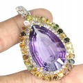 Natürlicher Anhänger 38 Karat Amethyst Tansanit Turmalin