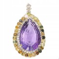 Natürlicher Anhänger 38 Karat Amethyst Tansanit Turmalin