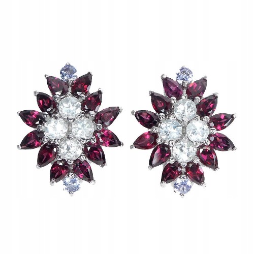 925 Silber Ohrringe Tansanit Aquamarin Granat 3