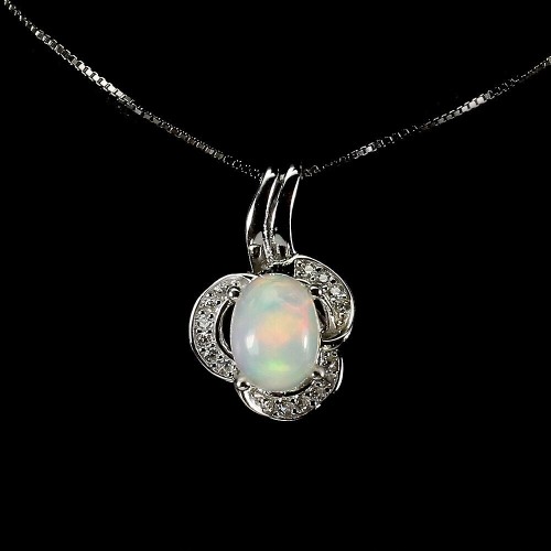 Zarte Silberkette mit feurigen Opal Zirkonia
