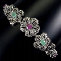 Blume Armband 925 Markasit Smaragd Rubin