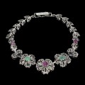 Blume Armband 925 Markasit Smaragd Rubin