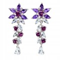 925 Amethyst Blumen Ohrringe Aquamarin Granate 3