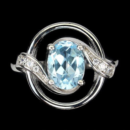 925 Zarter Sky Blue Topas Ring Größe 11,5