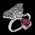 925 Ring Rubin schwarze Spinelle Größe 14 Elefant