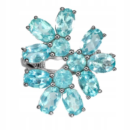 Silberring Größe 14 natürlicher Apatit Neon