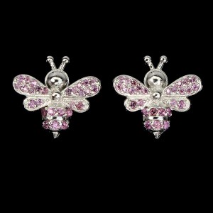 Biene Ohrringe zarter Granat Silber 925 3