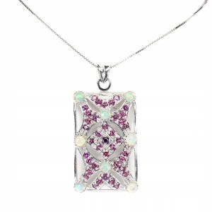 Schöne Halskette Feueropal Granat Rhodolith 925