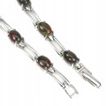 Armband aus 925er Silber Opal schwarz natur