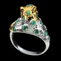 Ring Tiger Smaragde Tansanit Größe 18 Silber