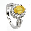 Ring Größe 11 Silber natur gelber Saphir