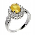 Ring Größe 11 Silber natur gelber Saphir