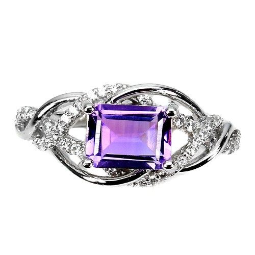 925 Zarter natürlicher Amethyst Ring Größe 17