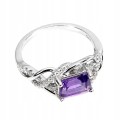 925 Zarter natürlicher Amethyst Ring Größe 17