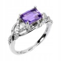 925 Zarter natürlicher Amethyst Ring Größe 17