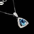 Zarte Halskette mit 925 Swiss Blue Topas Zirkonia
