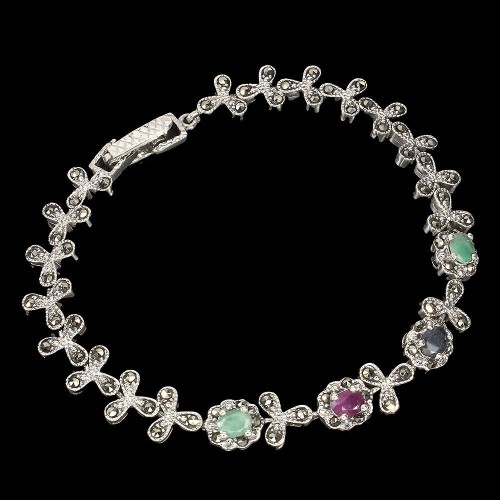 925 Armband Rubine Smaragde Saphire Markasiten