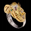 925 Ring Smaragde Granat Saphir Größe 17 Elefant