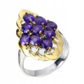 Wunderschöner Silberring mit natürlichen Amethysten Größe 14