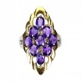 Wunderschöner Silberring mit natürlichen Amethysten Größe 14