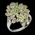 Ring aus 925er Sterlingsilber mit Olivin Saphiren Songea Größe 16