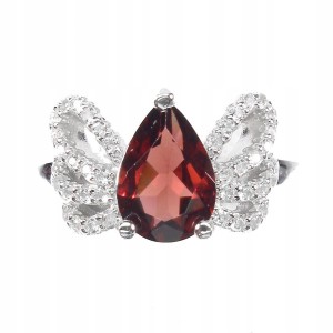 Ring Größe 14 Natur Granat zarter Schmetterling