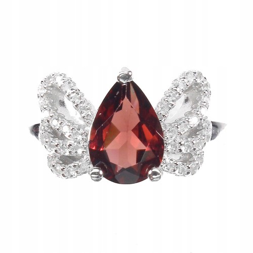 Ring Größe 14 Natur Granat zarter Schmetterling