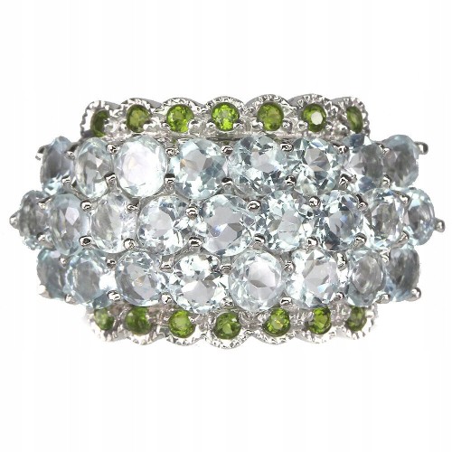 Ring 925 Größe 17 Sterling Silber Diopsid Aquamarin
