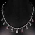 925 Collier Smaragde Markasit Rubine Saphire