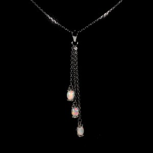 Silber zarte Halskette Feueropale schön