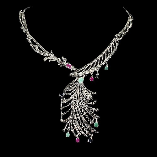 Traumhaftes Collier Smaragde Markasit Rubin 925