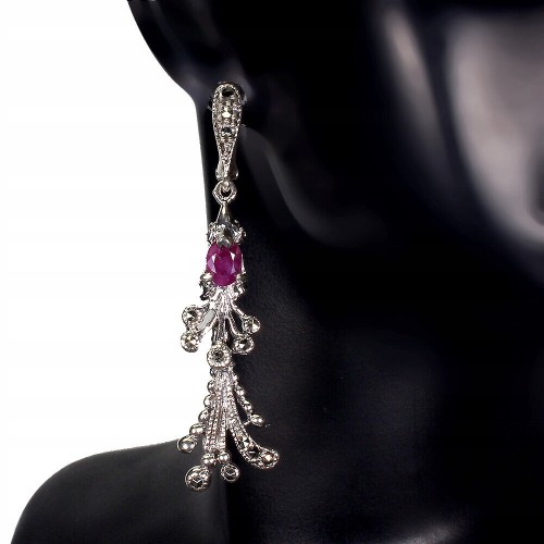 Schöne Silberohrringe natürlicher Rubin Markasit 5